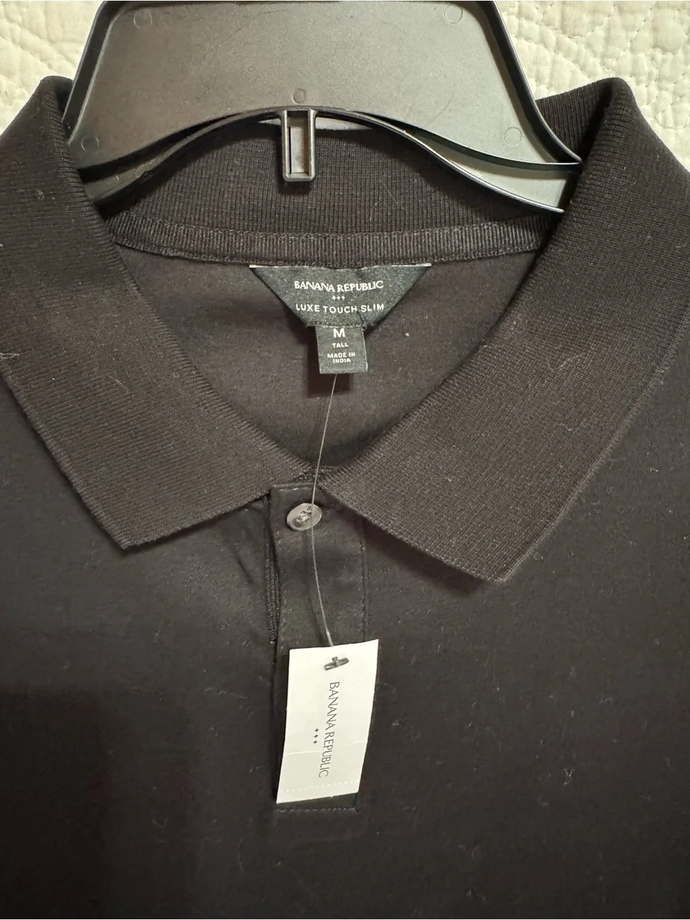 Banana Republic Luxe Touch Slim Polo  Men's M Tall Black NWT